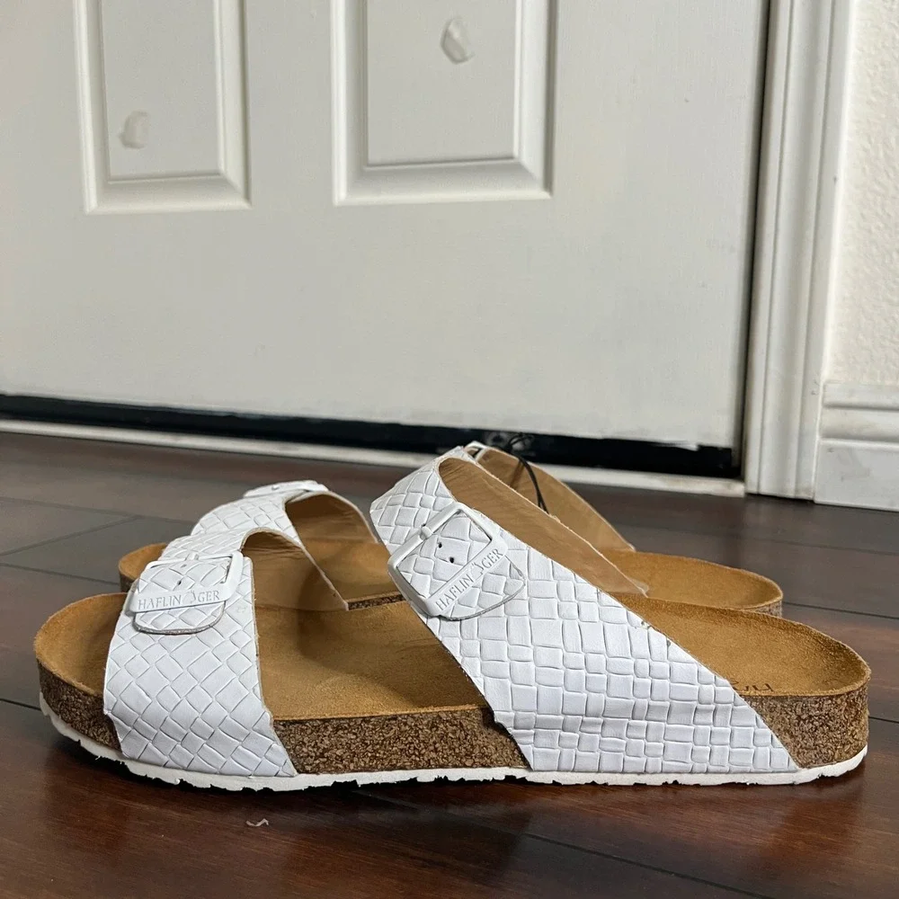 New Haflinger Men Bio Andrea Sandals White Intreccio Leather size EU 47‎ Comfort